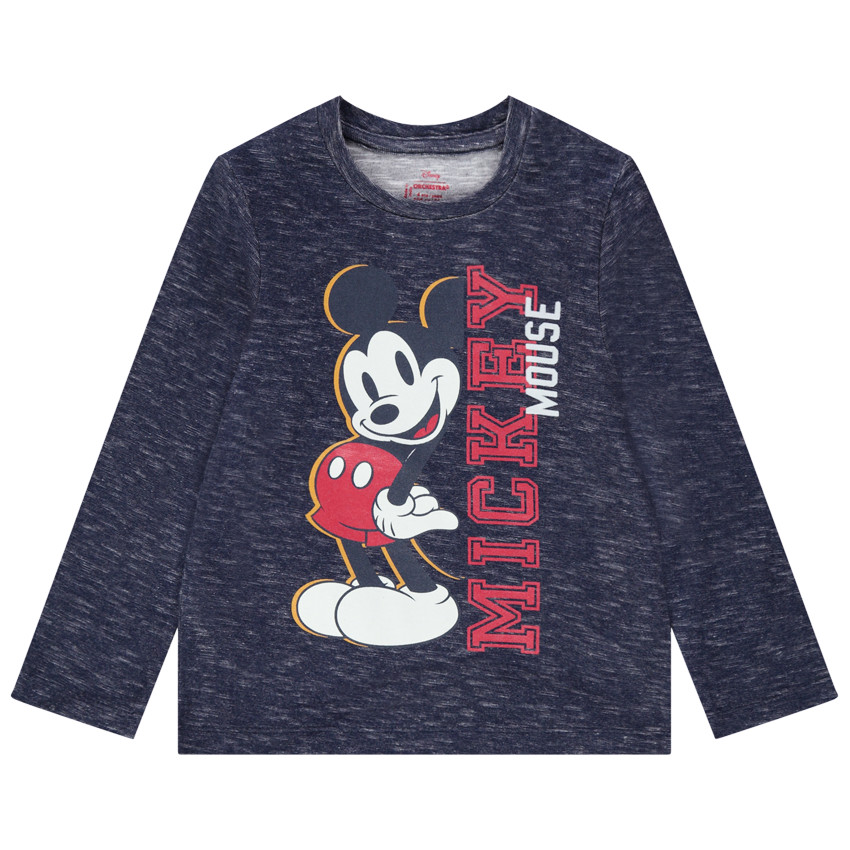 Camiseta de manga larga de punto jaspeado y estampado de Mickey Disney 