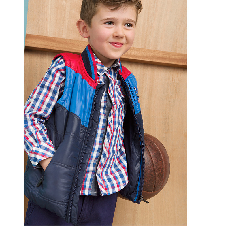 Camisa de manga larga de cuadros con 2 bolsillos 