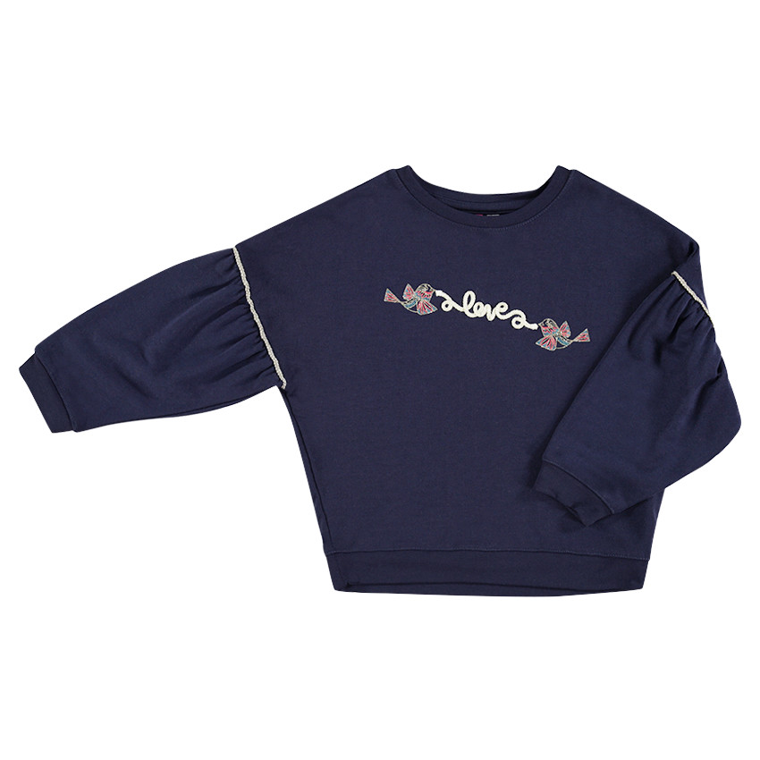 Sudadera de felpa con pájaros estampados y mensaje de cuerda 