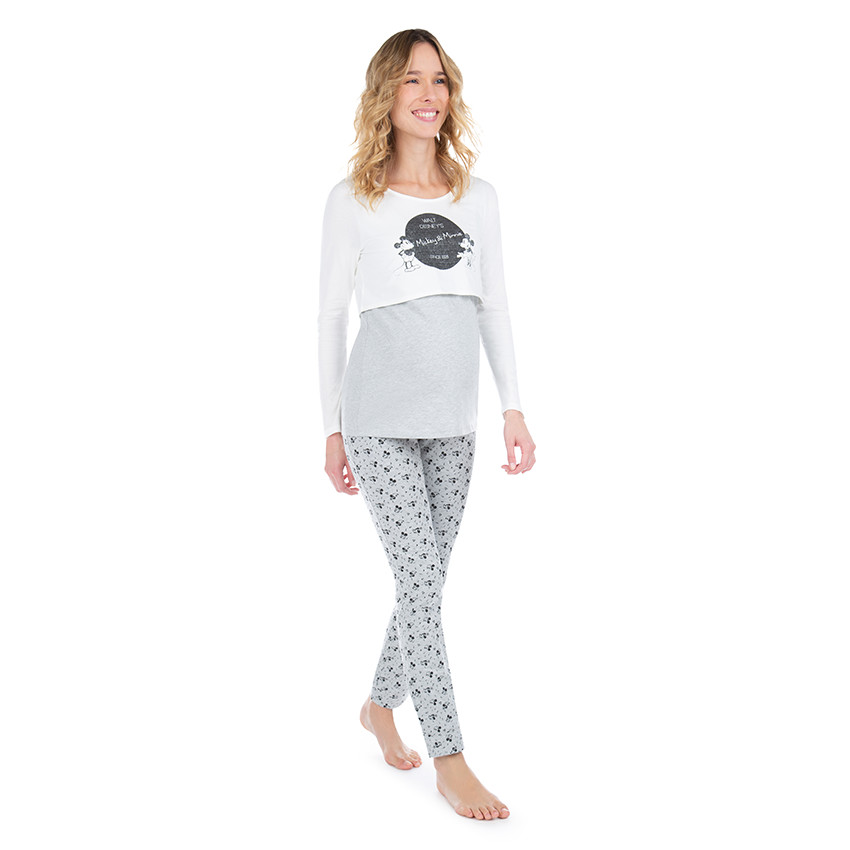 Camiseta de manga larga con efecto 2 en 1 y estampado de Mickey y Minnie ©Disney 