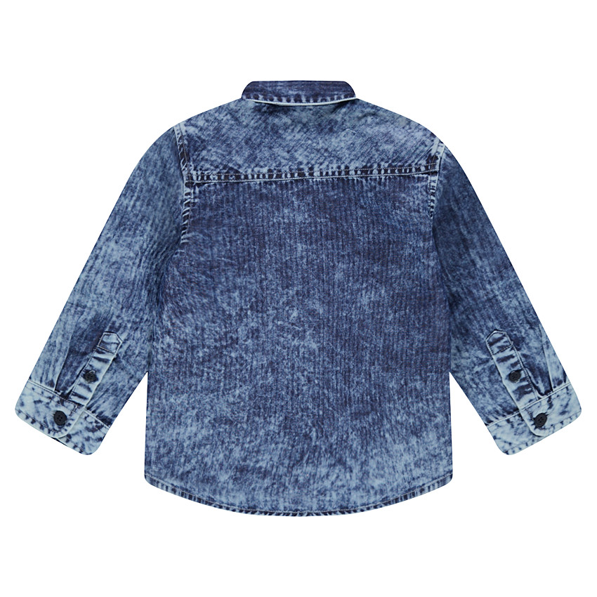 Camisa de manga larga con efecto vaquero lavado a rayas 