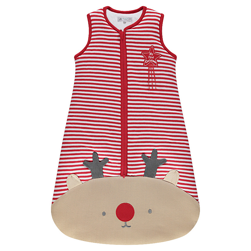 Saco de dormir sin mangas de punto de rayas con dibujo de alce 