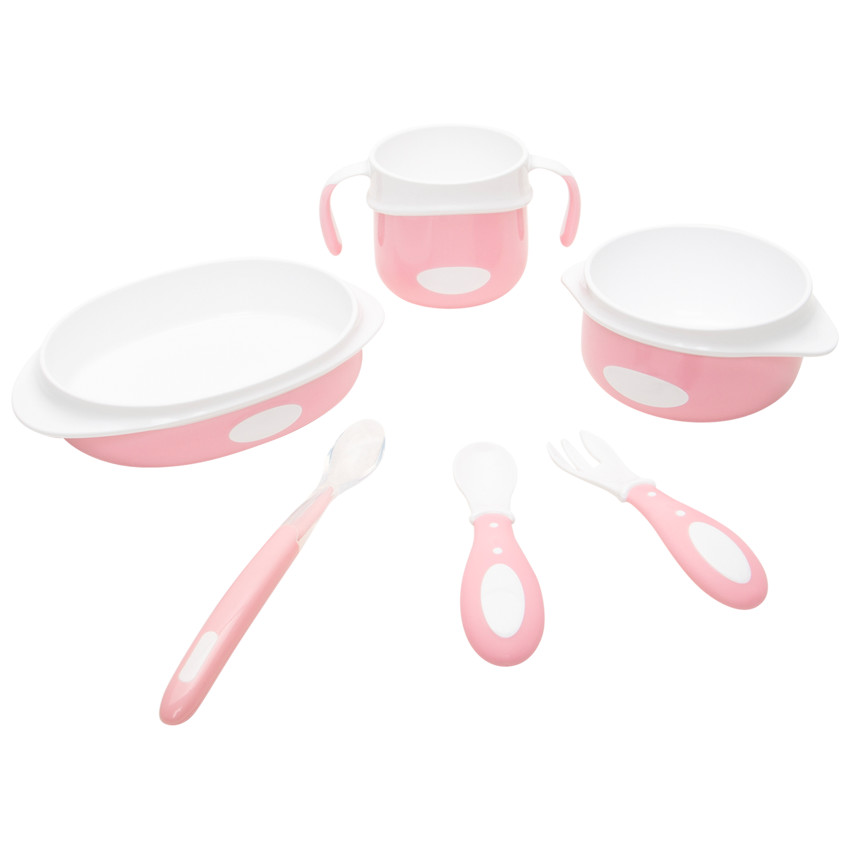 Conjunto para comer con cubiertos de silicona Mix'N'Match - Rosa 