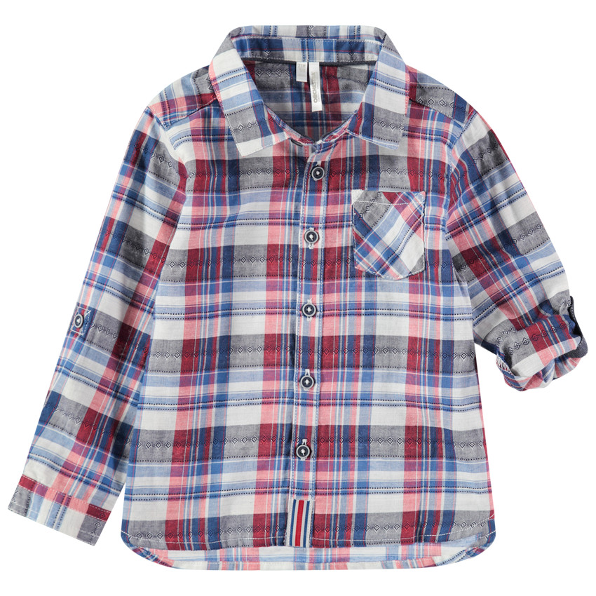 Camisa de manga larga remangable de cuadros y bolsillo  Additional Camisa de manga larga remangable de cuadros y bolsillo