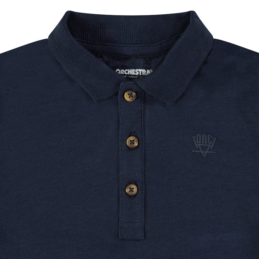 Polo de manga larga de punto slub con logo estampado 