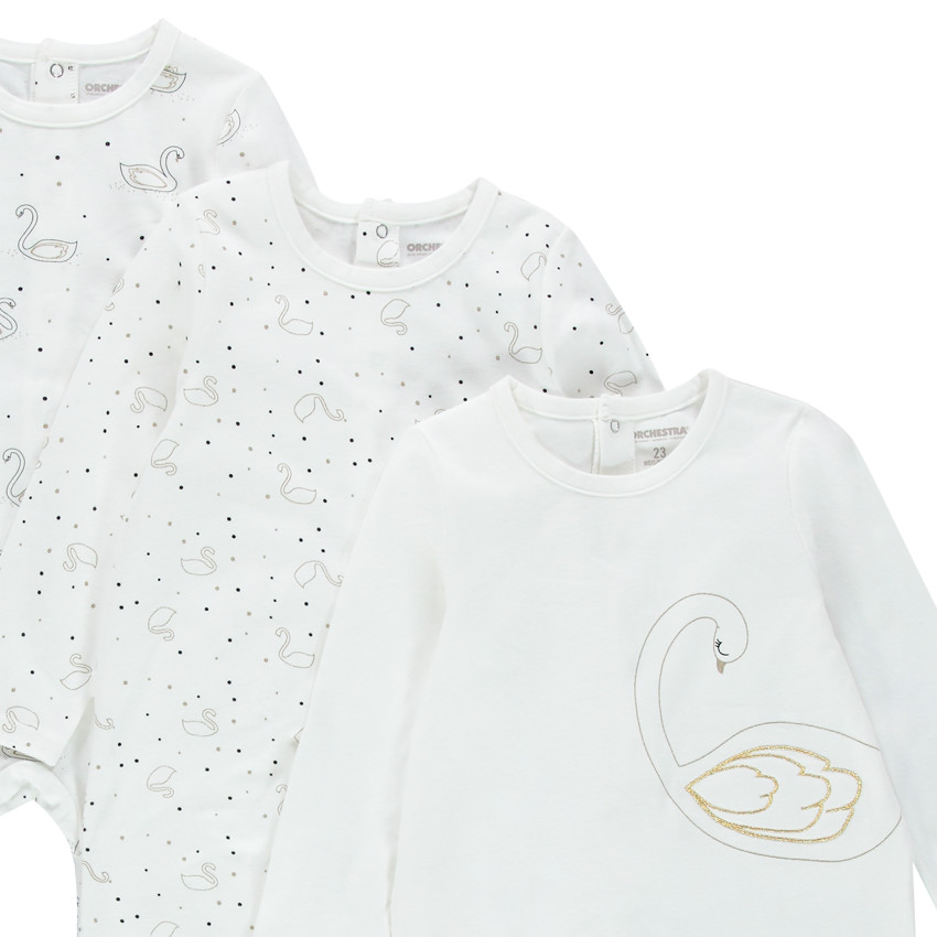 lote de 3 Pelele estampados cisnes all-over 