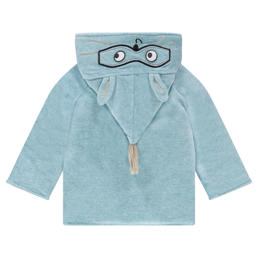 Chaqueta de terciopelo con capucha de punta y animal bordado 
