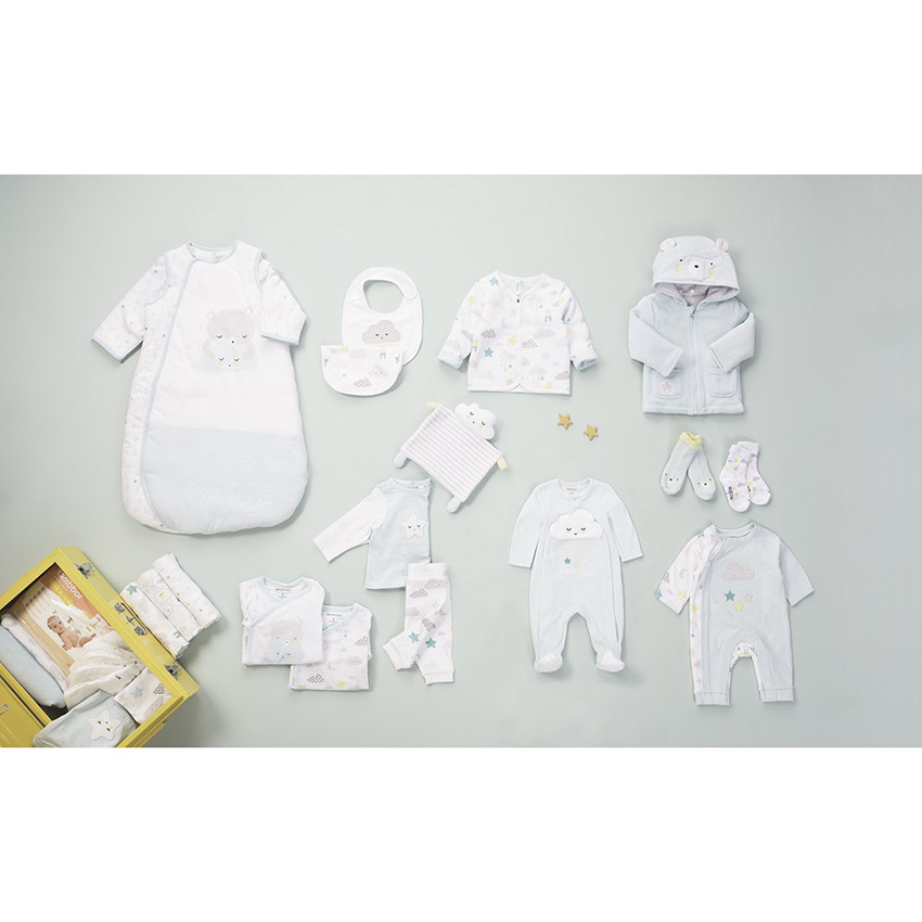 Juego de 2 baberos de algodón con nubes estampadas 