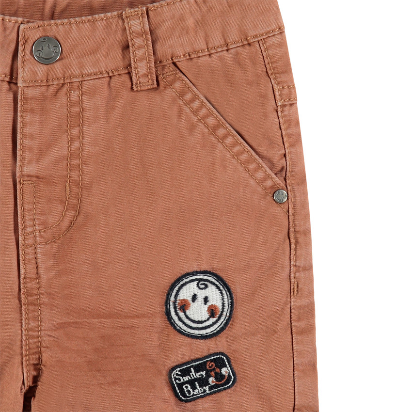Pantalon surteint en toile style cargo badges Smiley Baby  