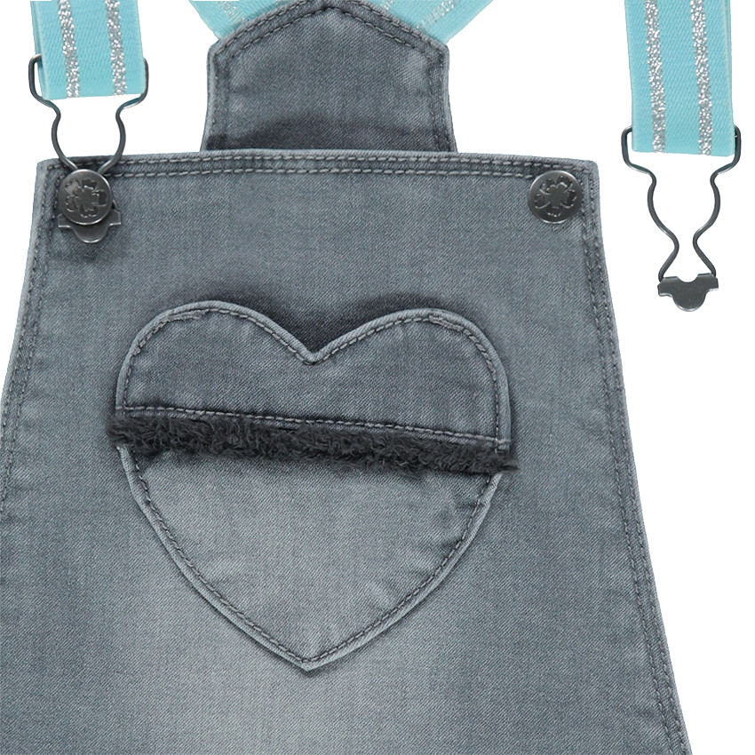 Vestido vaquero con tirantes elásticos y motivos bordados 