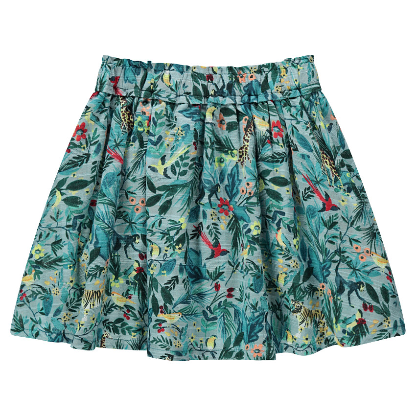Falda con volantes y estampado tropical all over  Additional Falda con volantes y estampado tropical all over