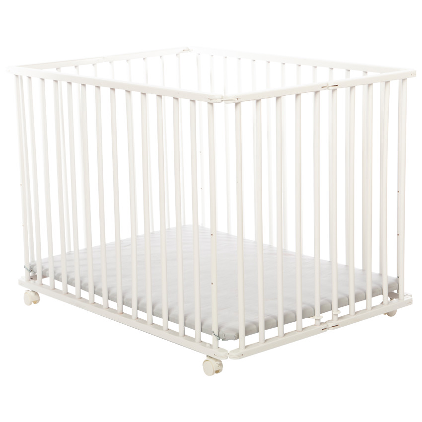 Parque plegable de madera - Blanco 