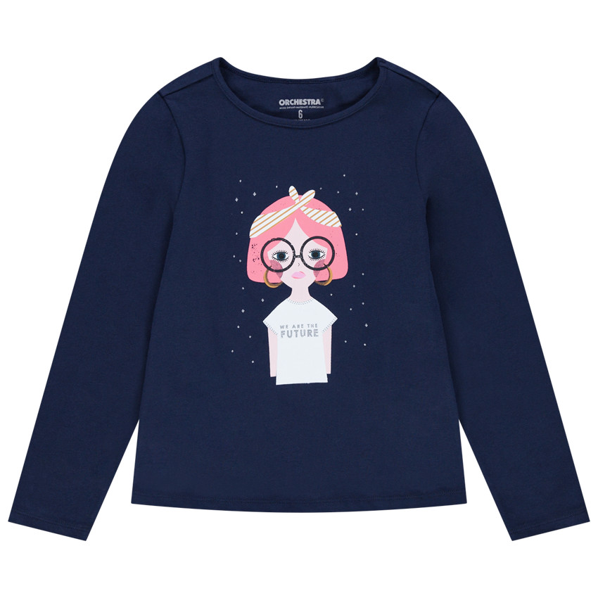 T-shirt manches longues en coton bio pour enfant fille 