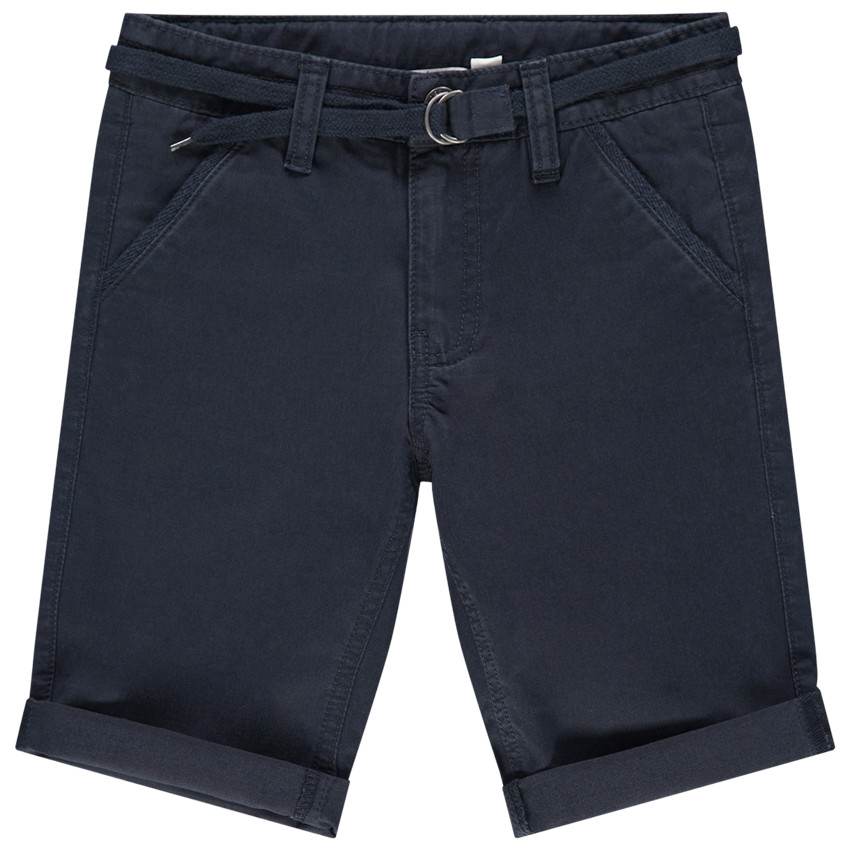 Bermudas de algodón lisas con cinturón ajustable 