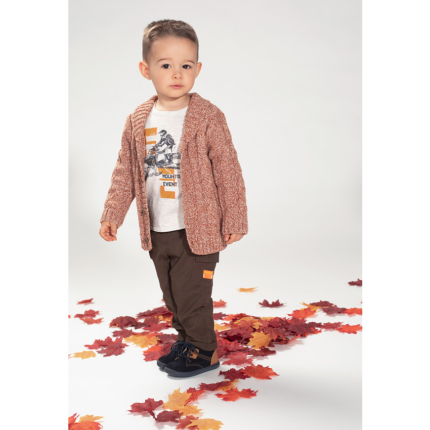 Pantalon micro pied de poule doublé jersey avec poches à rabat 