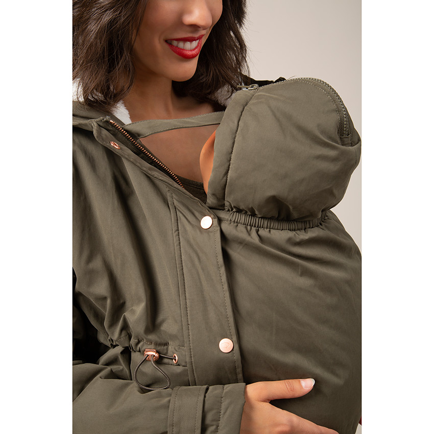 Parka de embarazo evolutiva con forro de sherpa 