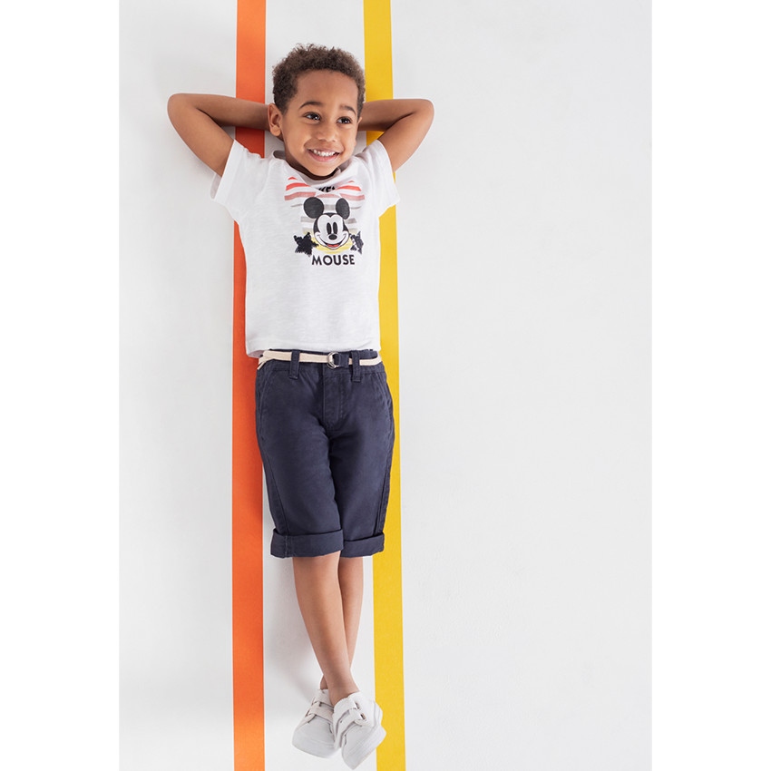 Bermudas de algodón con cinturón trenzado desmontable 