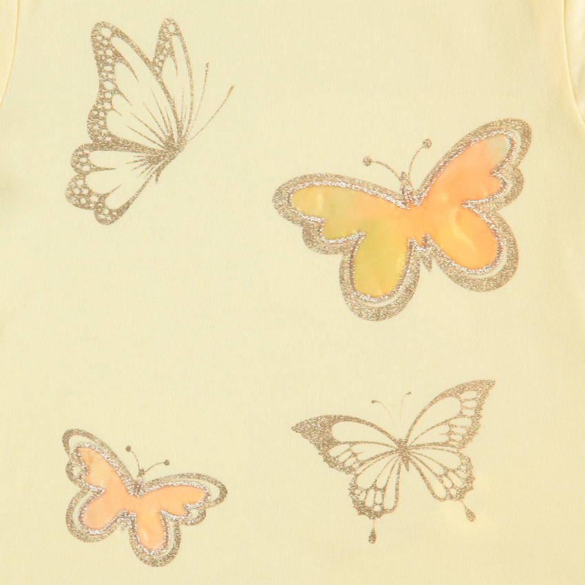 Camiseta de manga larga de punto con mariposas doradas estampadas  Additional Camiseta de manga larga de punto con mariposas doradas estampadas