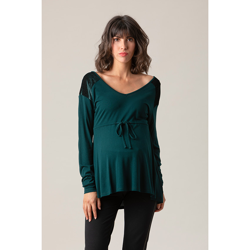 Camiseta de de embarazo con apliques de pana 