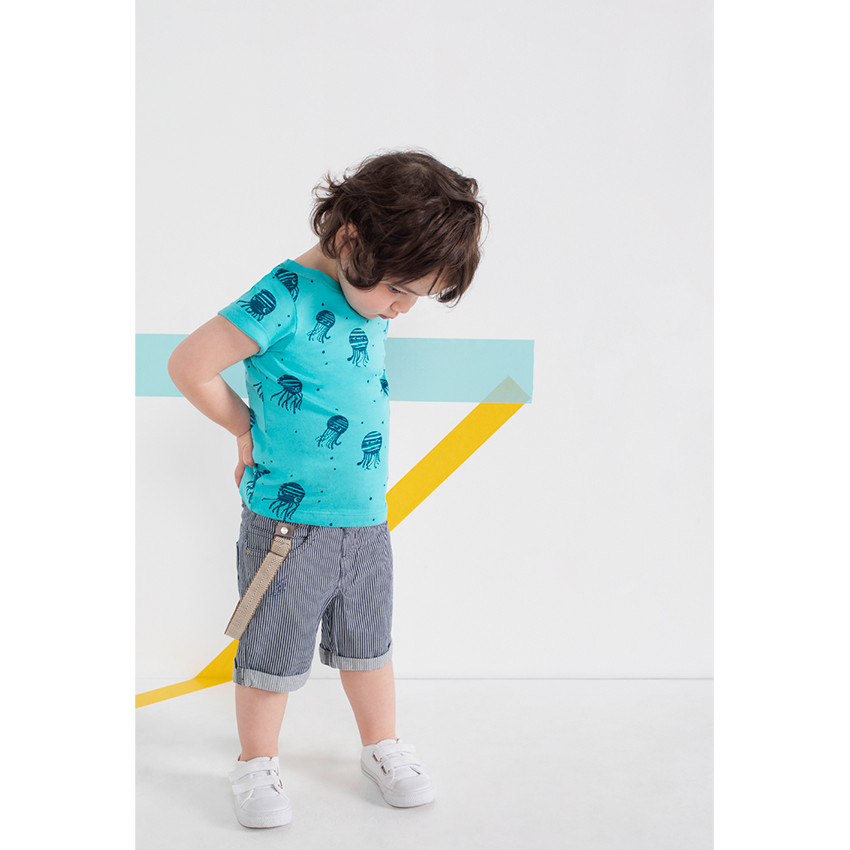 Bermudas de sarga con rayas y tirantes desmontables 