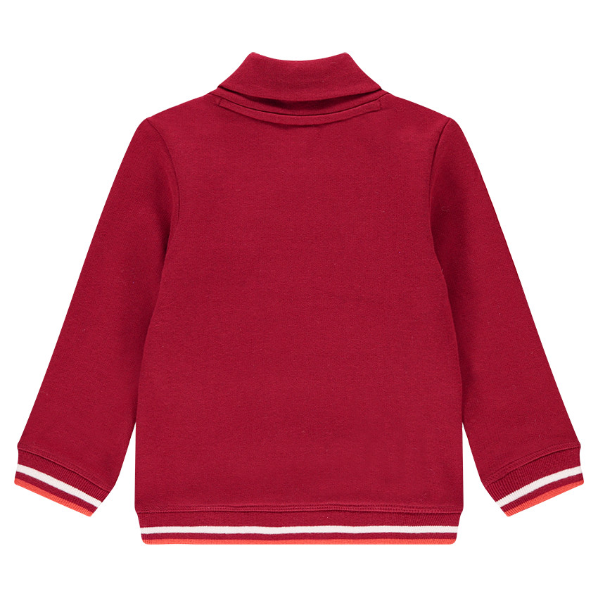 Sudadera de felpa bicolor con inscripción de rizo y bolsillo 