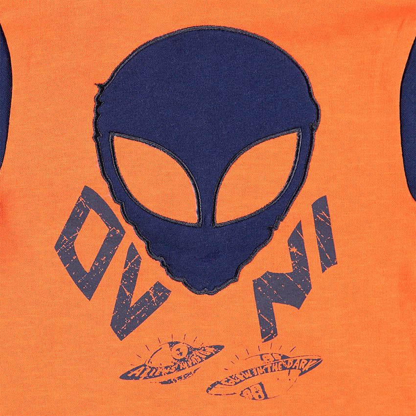 Chándal de felpa con estampado de alien con capucha y efecto de máscara 