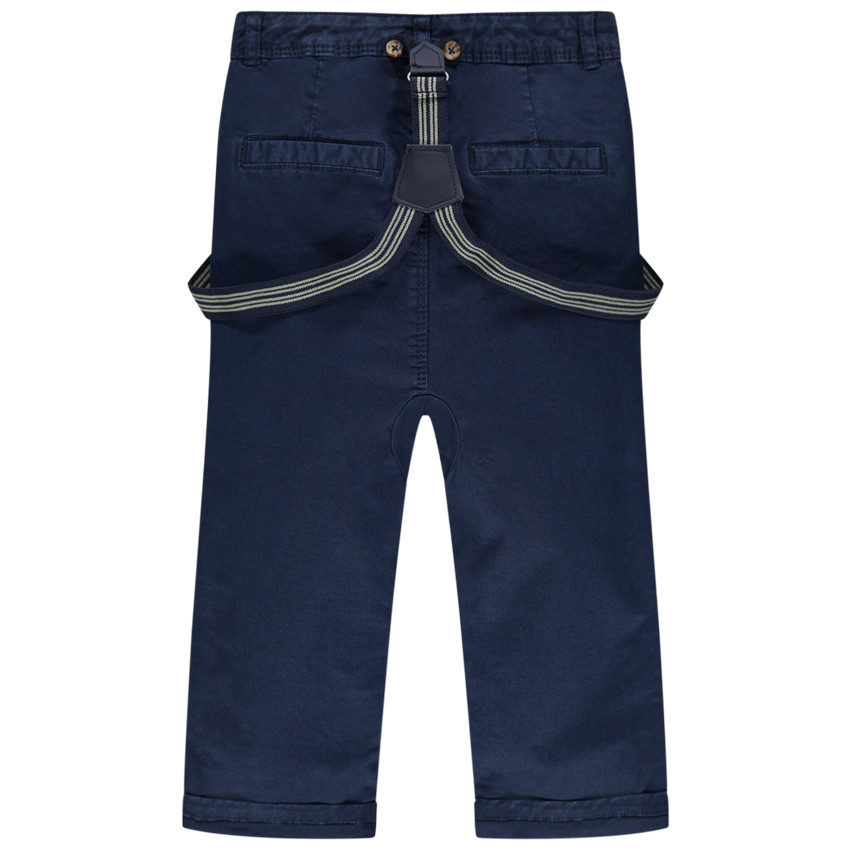 Pantalón de tela teñida con tirantes elásticos desmontables 