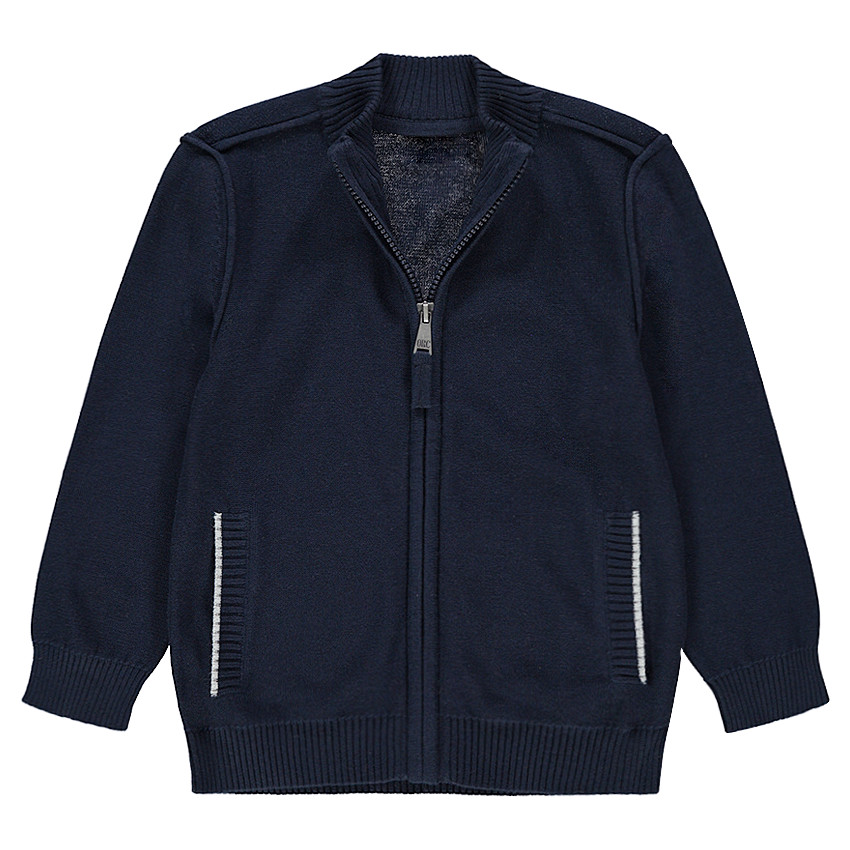 Chaqueta con cremallera de punto con bolsillos 