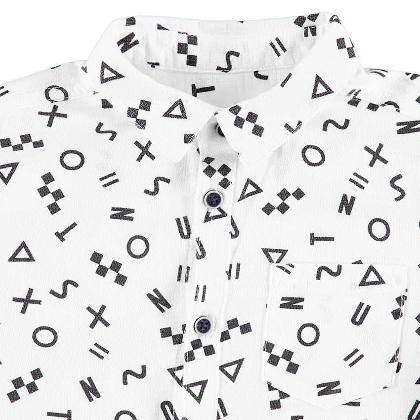 Camisa de manga larga de algodón con dibujos gráficos all over 