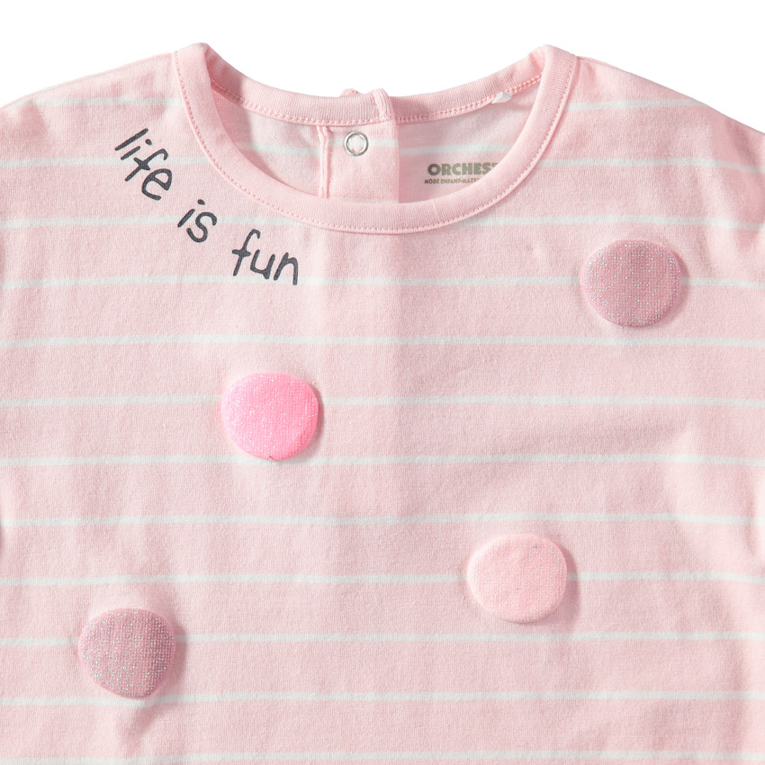 Camiseta de manga larga de rayas con dibujo  brillante de relieve 