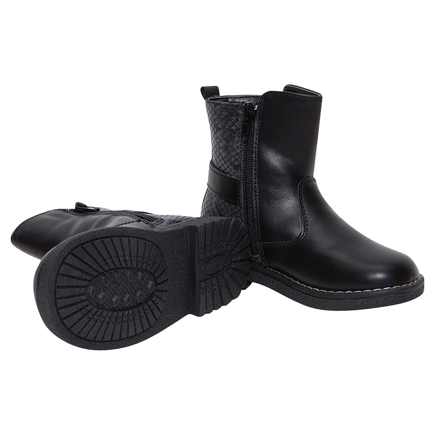 Botines de piel sintética con hebilla de fantasía y aplique de serpiente 