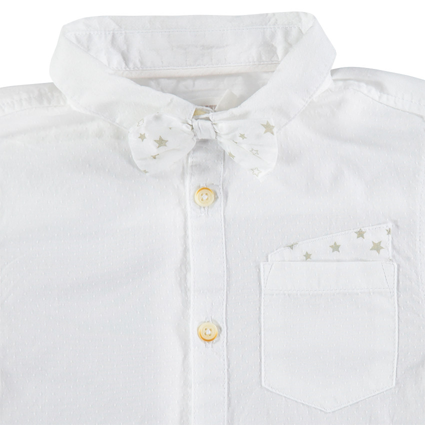 Camisa de manga larga con pajarita desmontable 