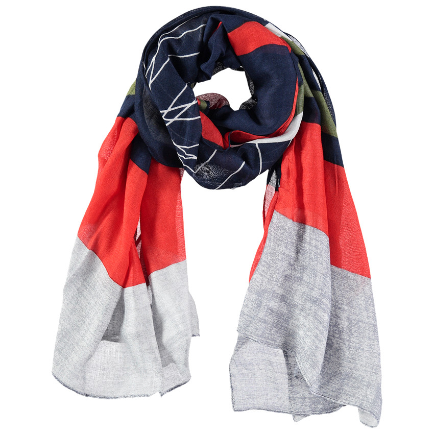 Pañuelo de gasa de viscosa con bicicleta estampada sobre fondo gráfico 