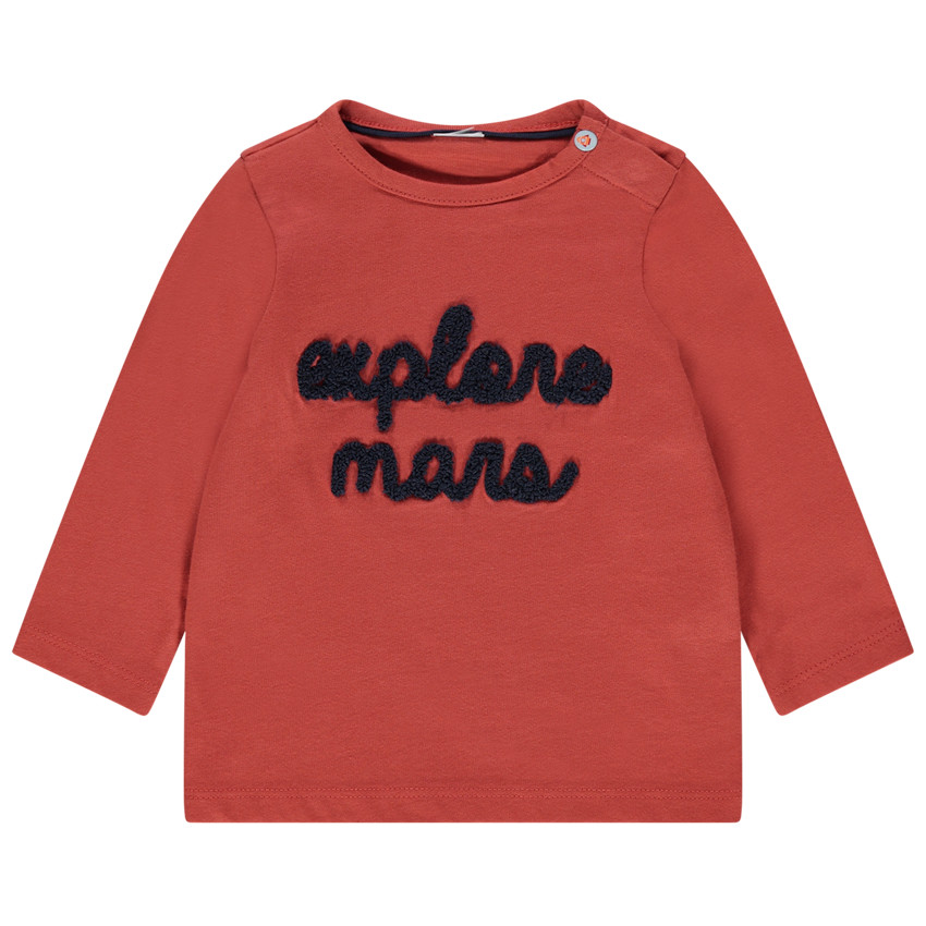 Camiseta de manga larga de algodón bio con inscripción  