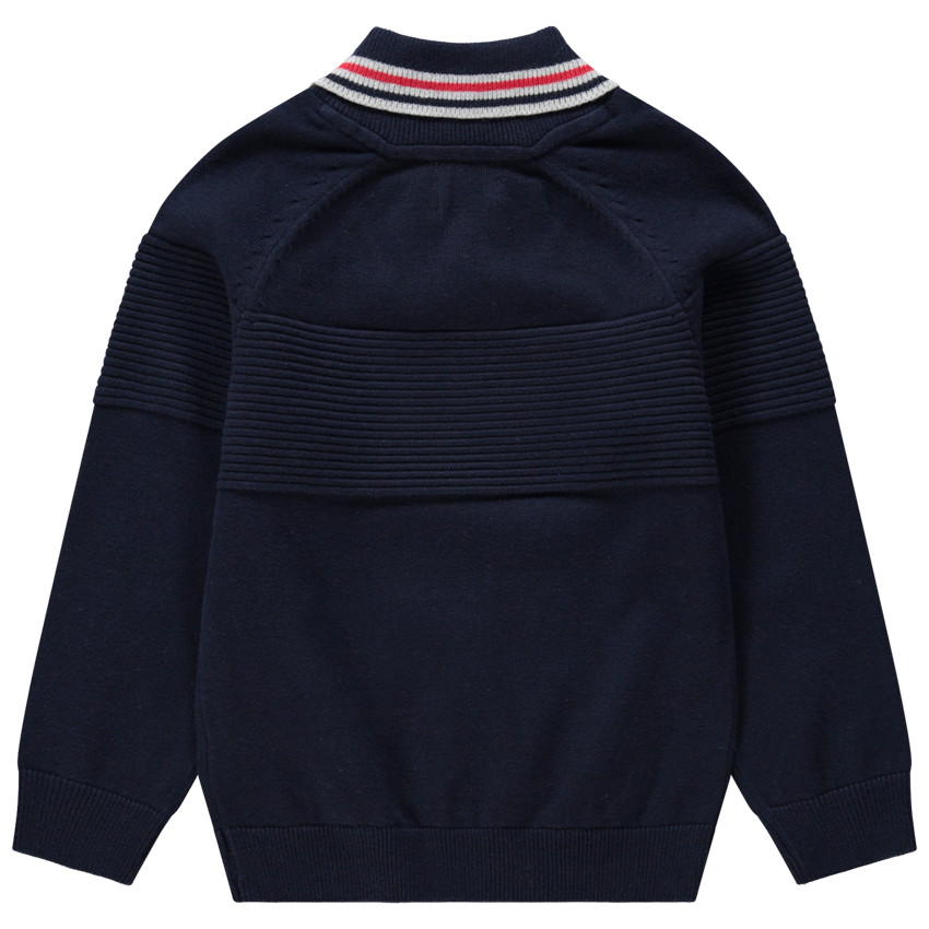 Jersey de punto con cuello chal y bolsillo de canguro 