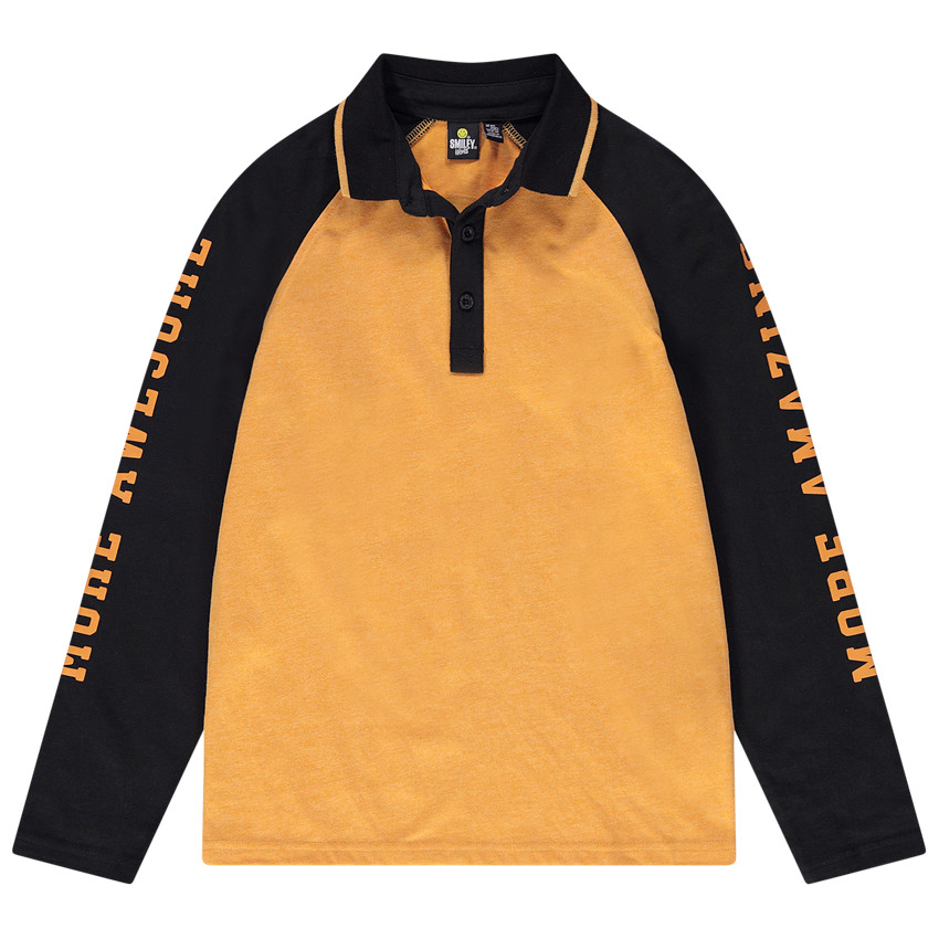 Júnior - Polo de manga larga de punto bicolor con estampado Smiley 