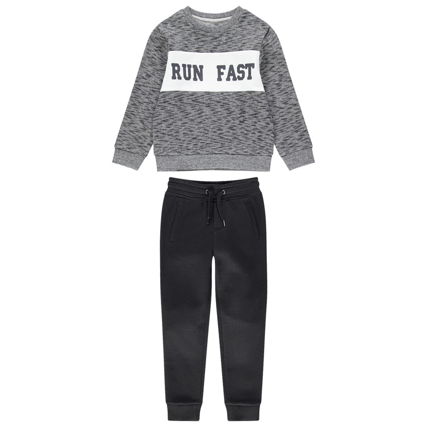 Jogging con sudadera asargada y pantalón de felpa liso 