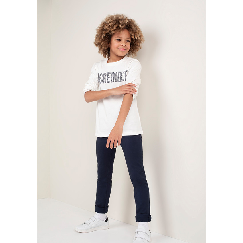 Júnior - Pantalón con efecto arrugado y bolsillos con inscripción de relieve 