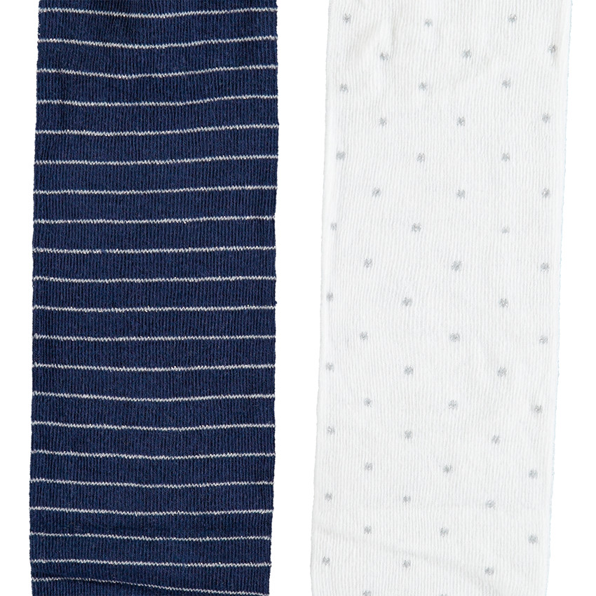 Lot de 2 collants épais à rayures et pois  Additional Lot de 2 collants épais à rayures et pois