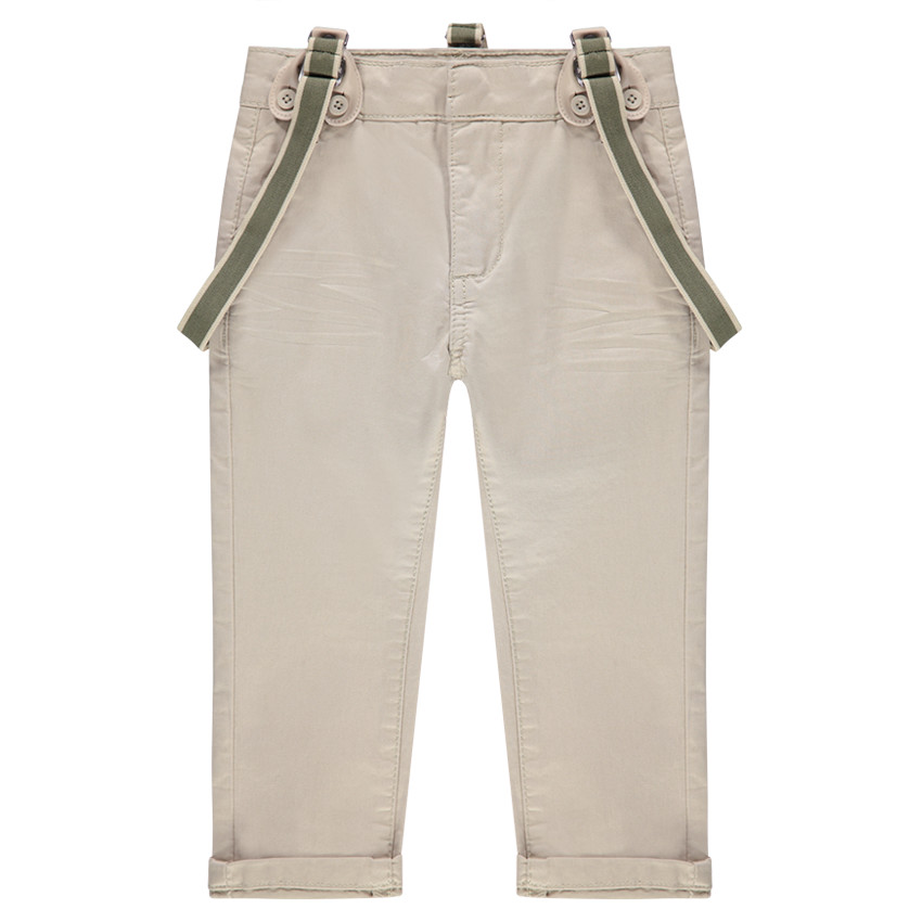 Pantalón de satén liso con tirantes desmontables 