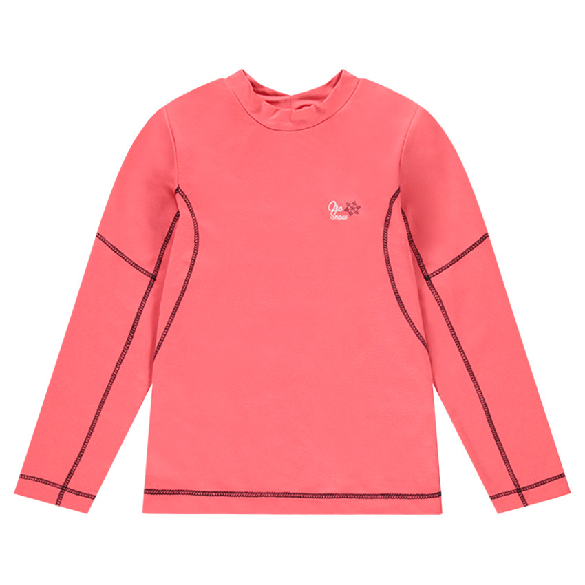 Camiseta de poliéster y elastano con cuello alto y logo estampado 