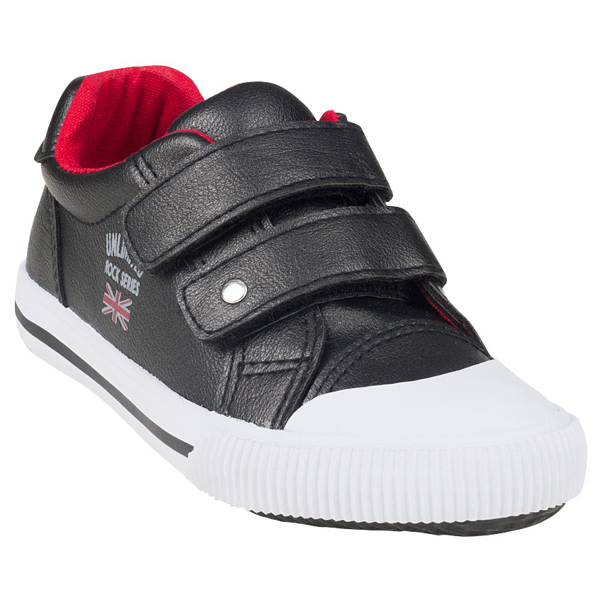 Zapatillas de deporte de caña baja con velcro de aspecto cuero con estampado 