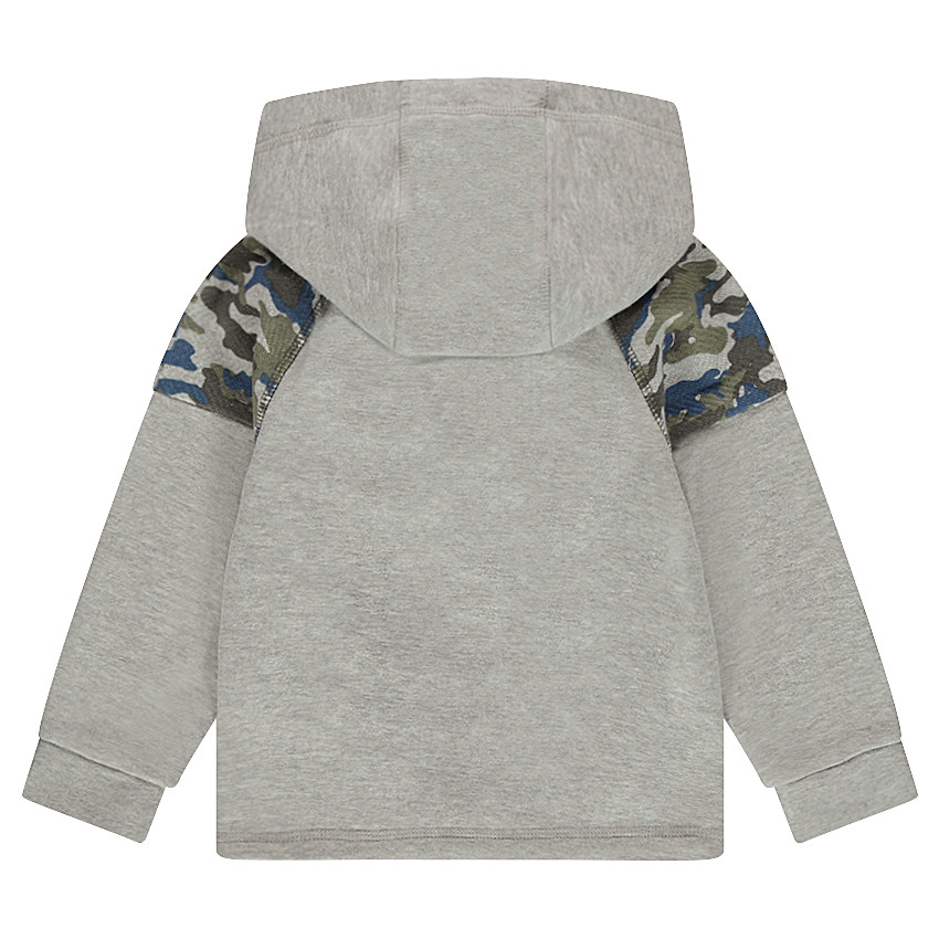 Sudadera con capucha de felpa con estampado militar y bolsillo 