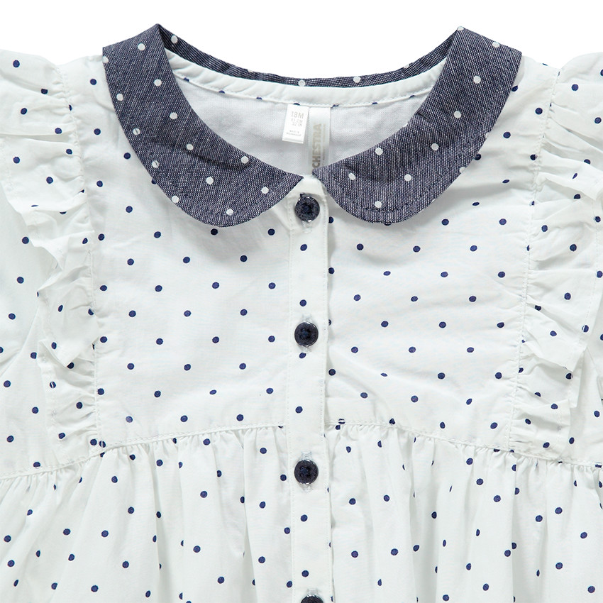 Camisa de manga larga con lunares all over y cuello babero 