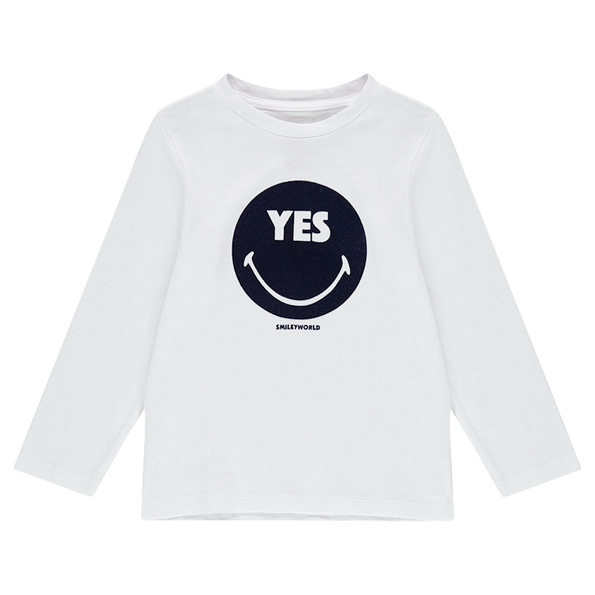 Camiseta de manga larga de punto con ©Smiley de terciopelo 