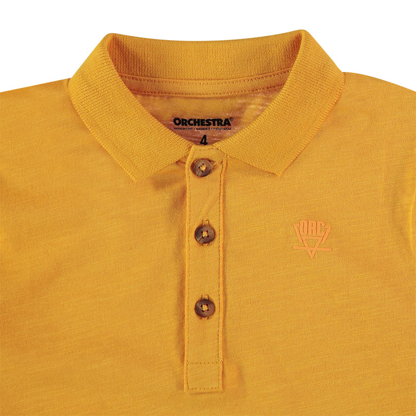 Polo de manga larga de punto slub con logo estampado 
