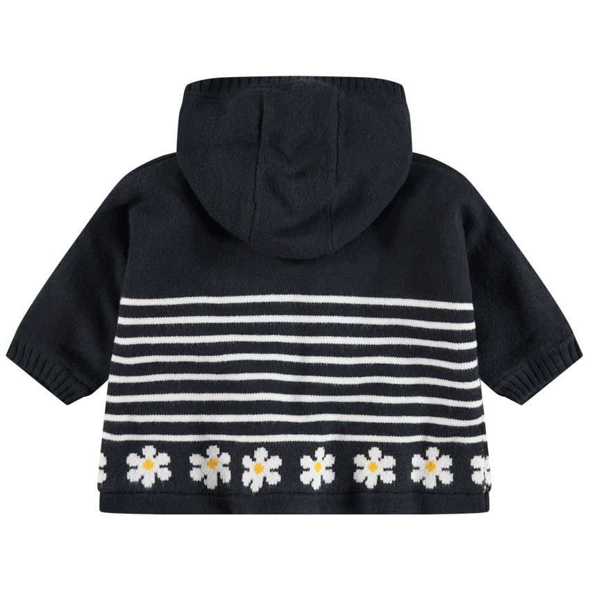 Chaqueta con capucha de punto con forro de micropolar de rayas y margaritas  Additional Chaqueta con capucha de punto con forro de micropolar de rayas y margaritas