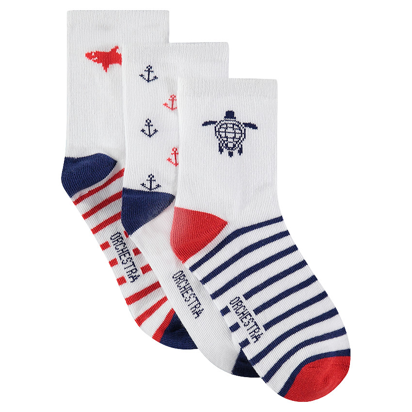 Juego de 3 pares de calcetines con dibujo de jacquard y rayas 