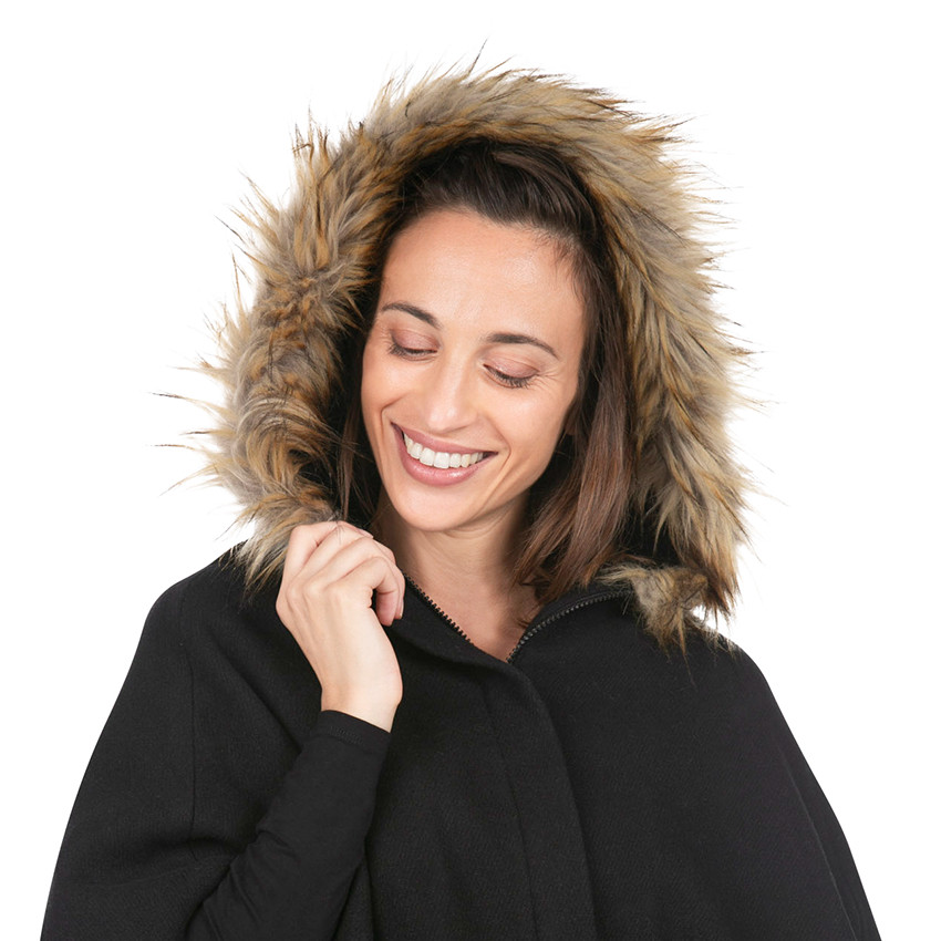 Abrigo de premamá de paño de lana con forma de capa 