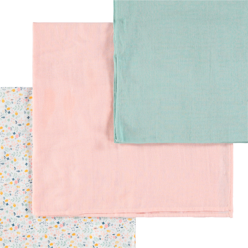 Juego de 3 muselinas de algodón con dibujos de animales del bosque 